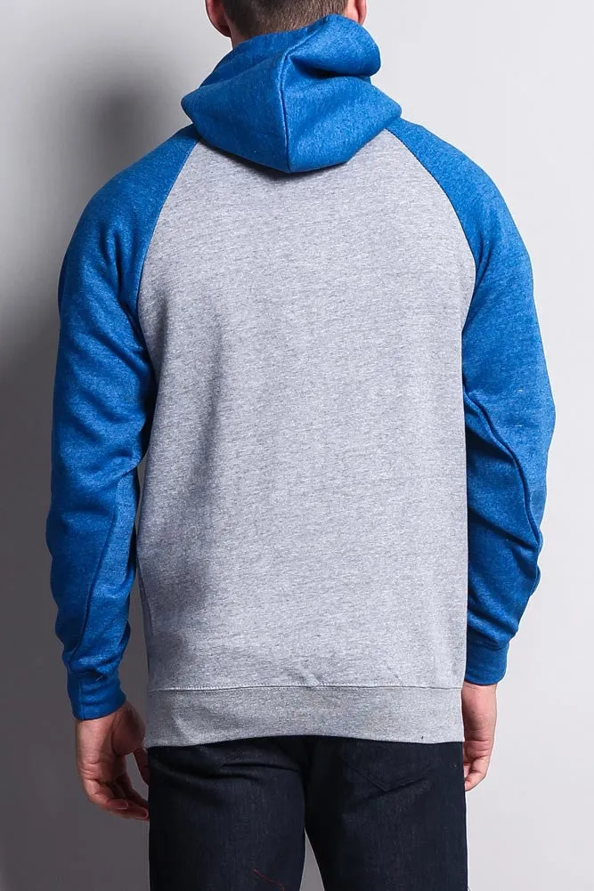 Contrast Raglan Sleeve Pullover Hoodie