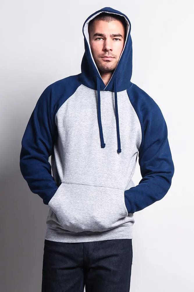 Contrast Raglan Sleeve Pullover Hoodie