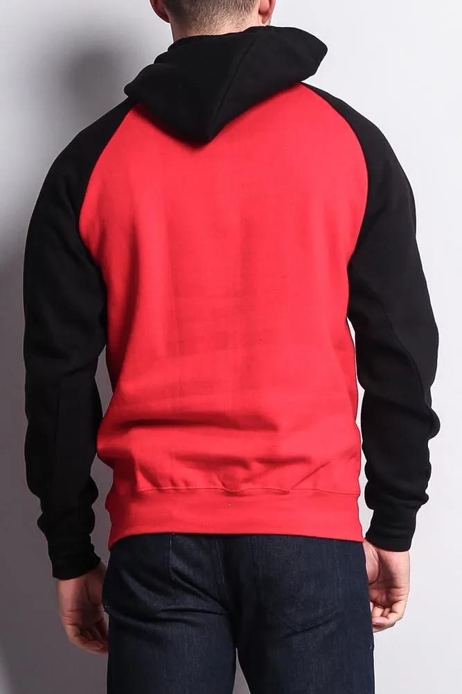 Contrast Raglan Sleeve Pullover Hoodie