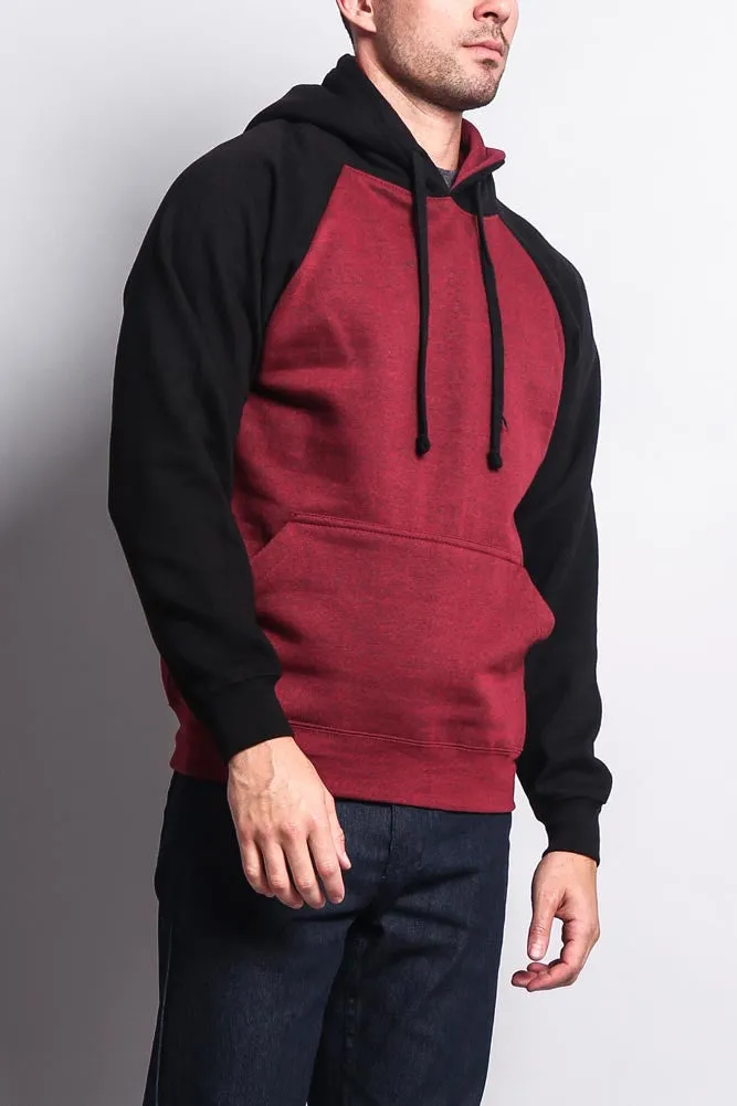 Contrast Raglan Sleeve Pullover Hoodie