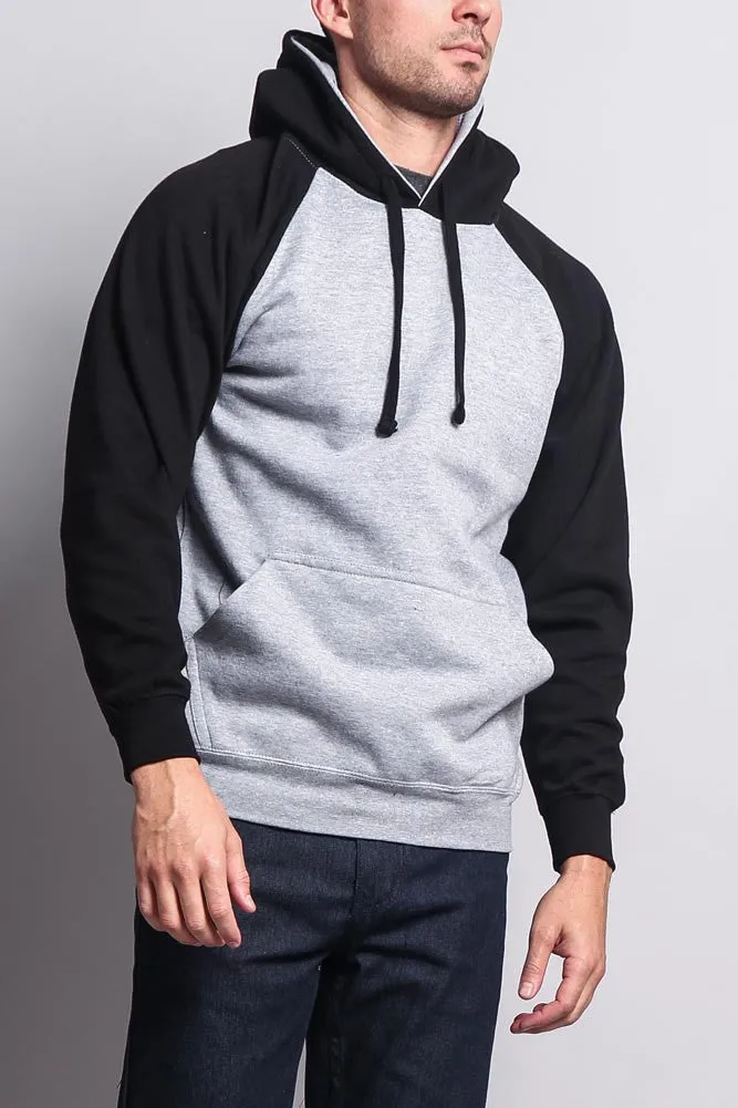 Contrast Raglan Sleeve Pullover Hoodie