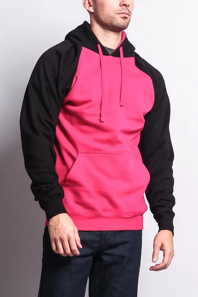 Contrast Raglan Sleeve Pullover Hoodie