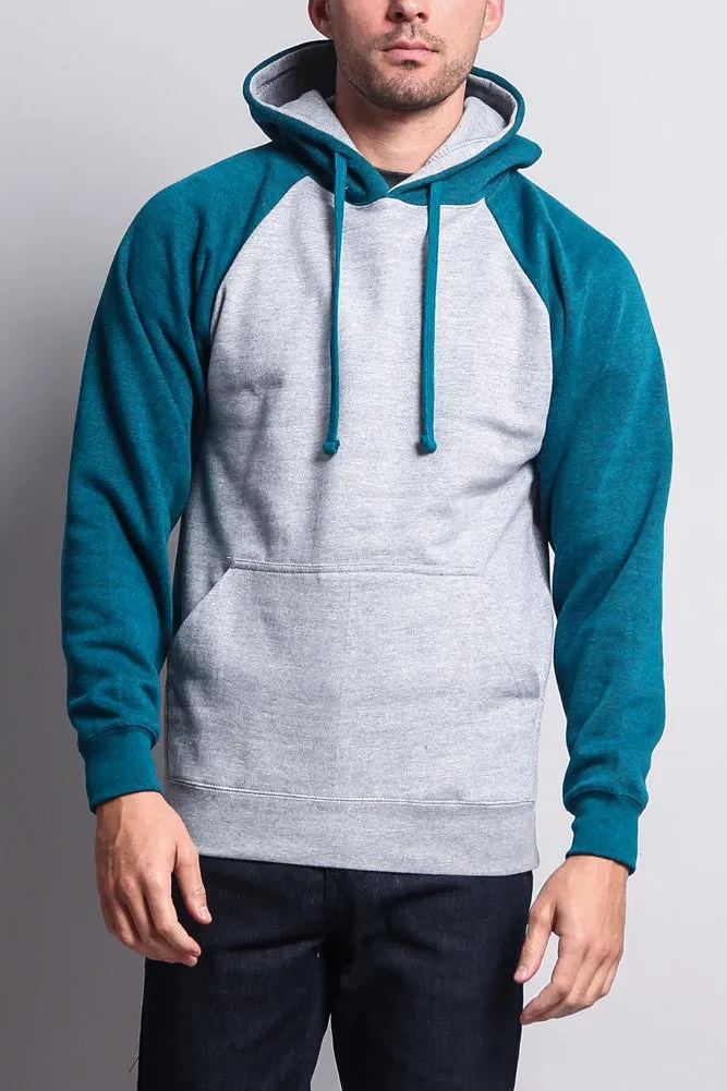 Contrast Raglan Sleeve Pullover Hoodie