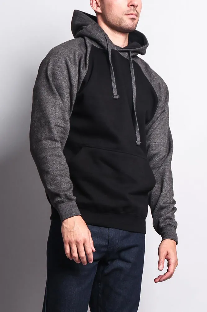 Contrast Raglan Sleeve Pullover Hoodie