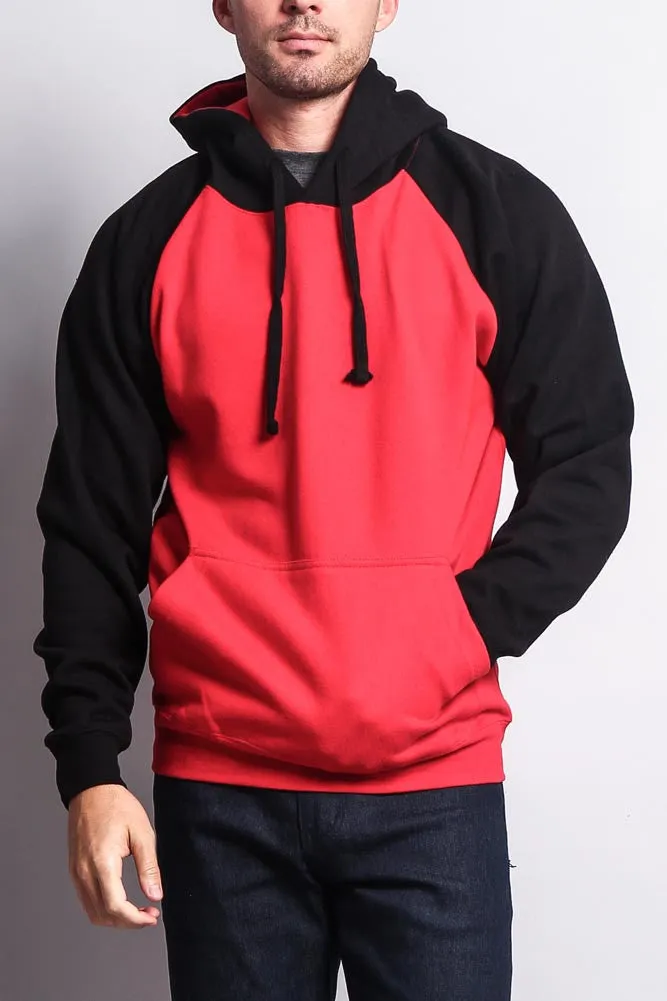 Contrast Raglan Sleeve Pullover Hoodie