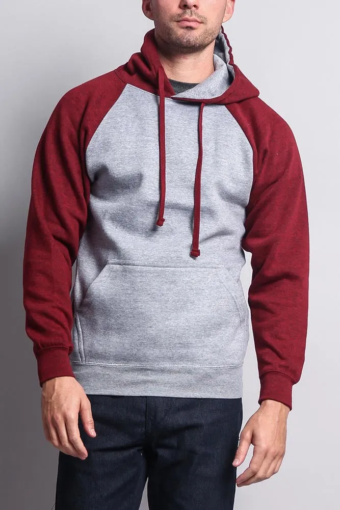 Contrast Raglan Sleeve Pullover Hoodie