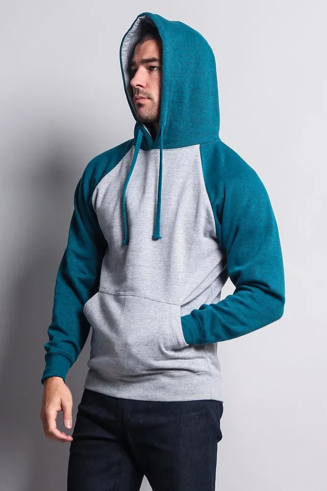 Contrast Raglan Sleeve Pullover Hoodie