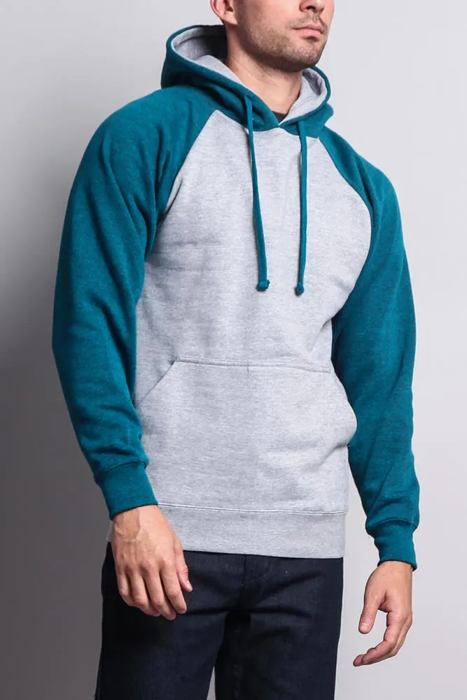 Contrast Raglan Sleeve Pullover Hoodie