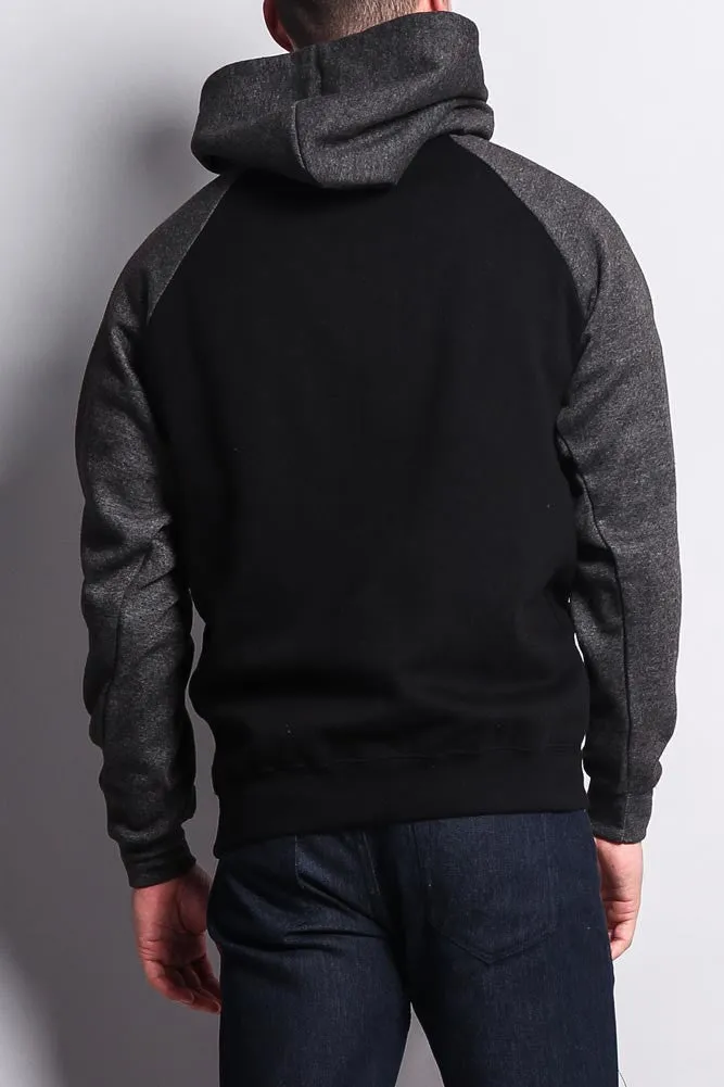 Contrast Raglan Sleeve Pullover Hoodie