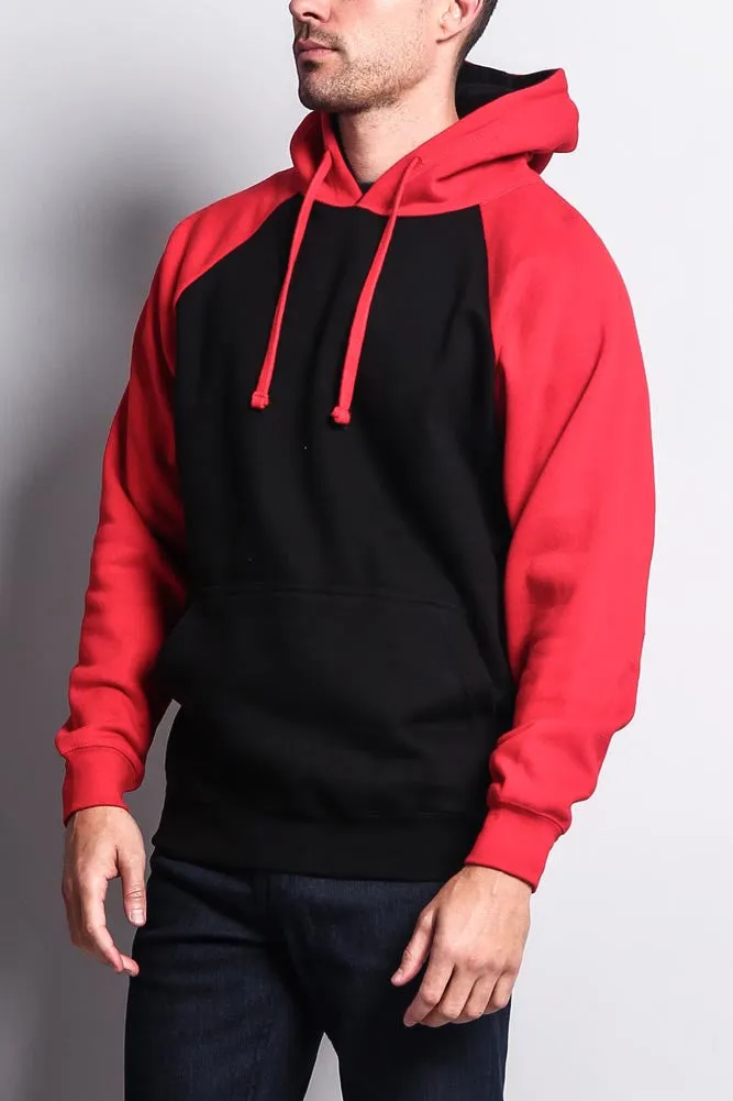 Contrast Raglan Sleeve Pullover Hoodie