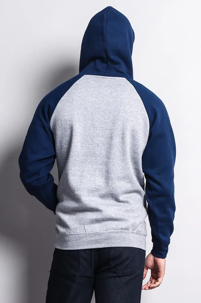 Contrast Raglan Sleeve Pullover Hoodie