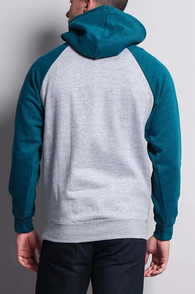 Contrast Raglan Sleeve Pullover Hoodie