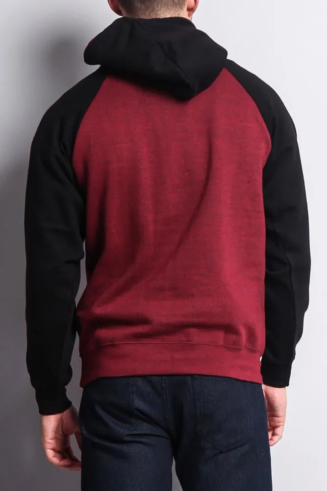 Contrast Raglan Sleeve Pullover Hoodie