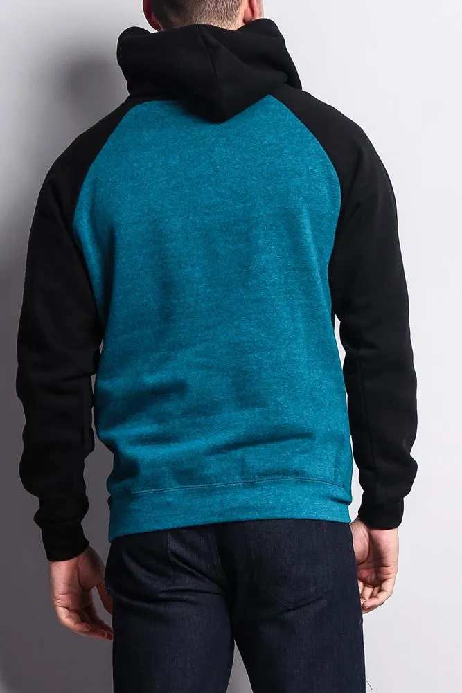 Contrast Raglan Sleeve Pullover Hoodie