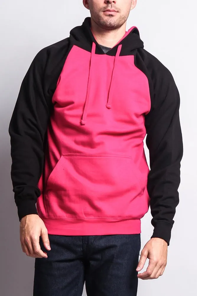 Contrast Raglan Sleeve Pullover Hoodie