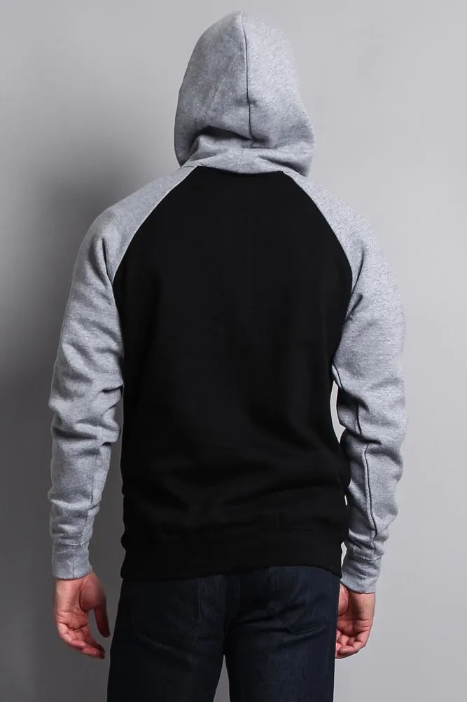 Contrast Raglan Sleeve Pullover Hoodie