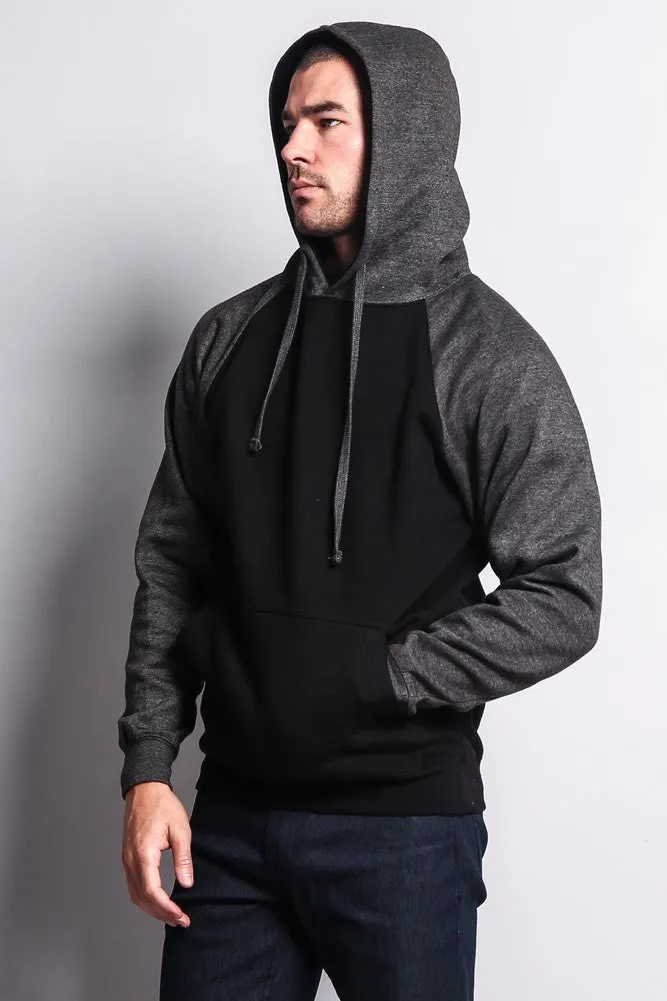 Contrast Raglan Sleeve Pullover Hoodie