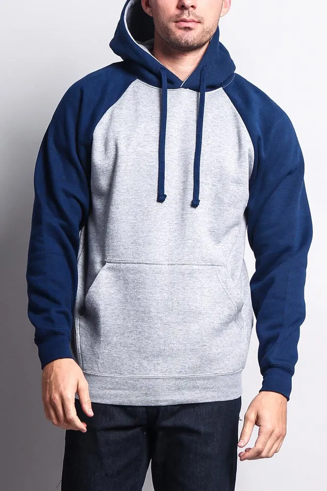 Contrast Raglan Sleeve Pullover Hoodie