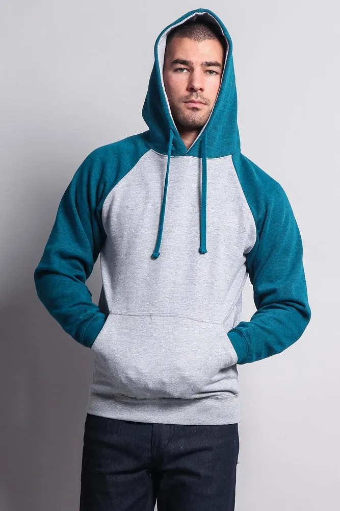 Contrast Raglan Sleeve Pullover Hoodie