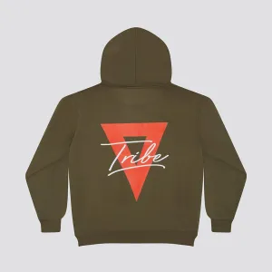 Dvine Tribe White On Peach Hoodie - Khaki