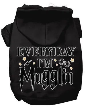 Everyday I'm Mugglin Screen Print Dog Hoodie Black S