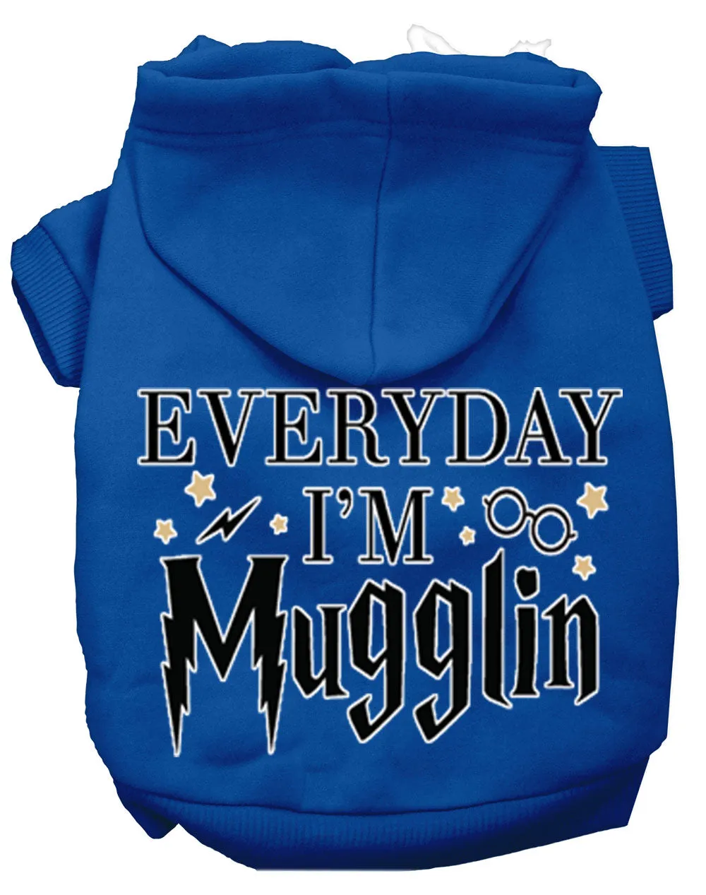 Everyday I'm Mugglin Screen Print Dog Hoodie Blue Xxxl