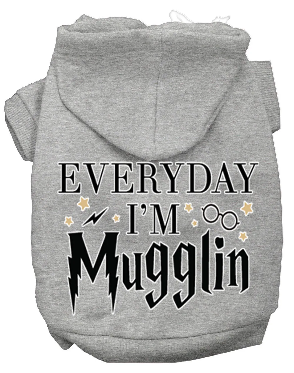 Everyday I'm Mugglin Screen Print Dog Hoodie Grey Xl