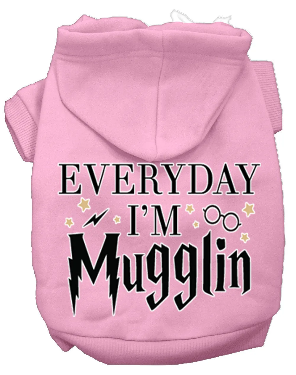 Everyday I'm Mugglin Screen Print Dog Hoodie Light Pink Xs