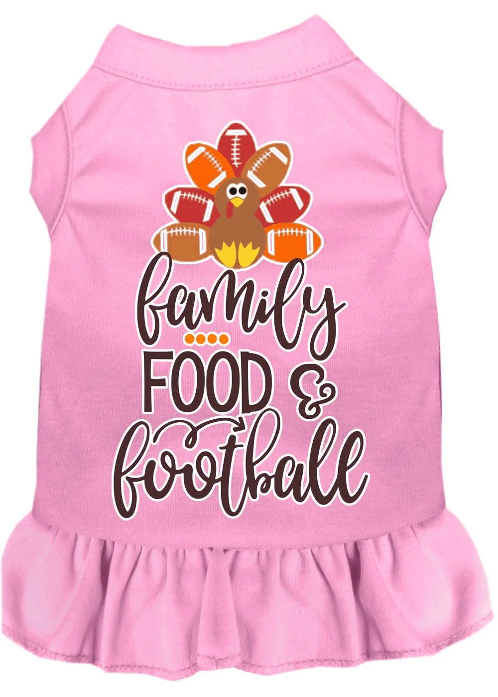 Family, Food, And Football Screen Print Dog Dress Light Pink Xxl