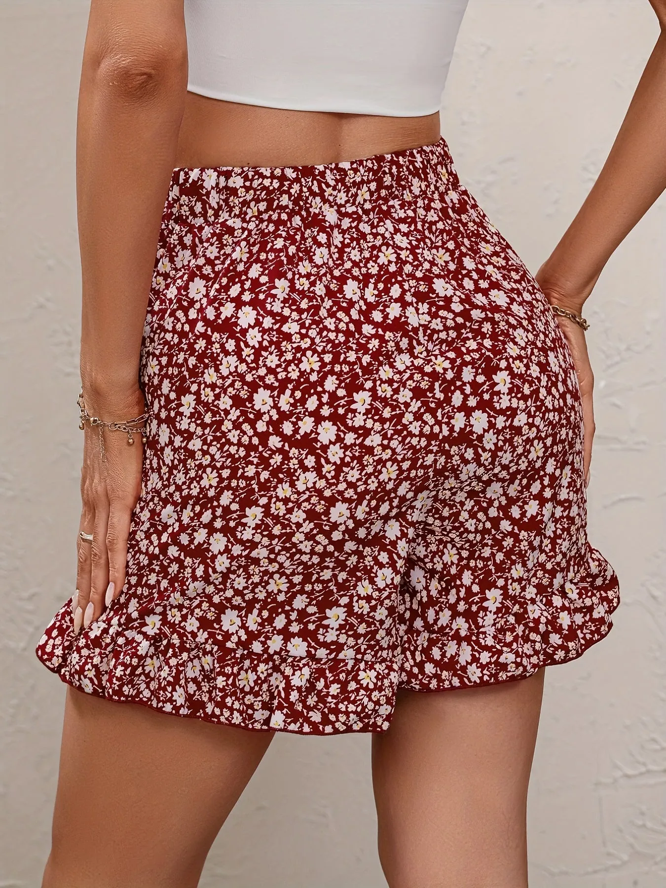 Floral Wrap Tie Shorts Perfect Casual Skort for SpringSummer