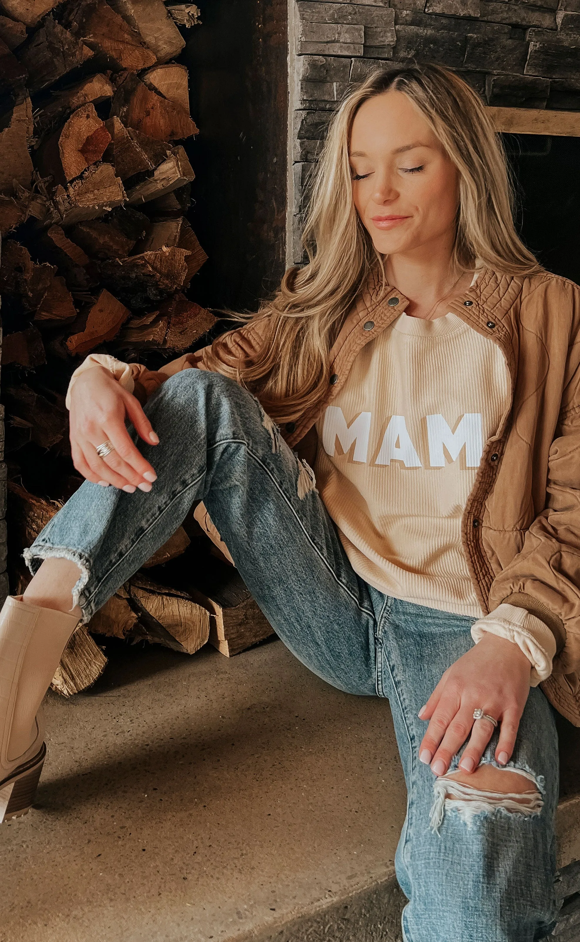 friday   saturday: mama corded sweatshirt