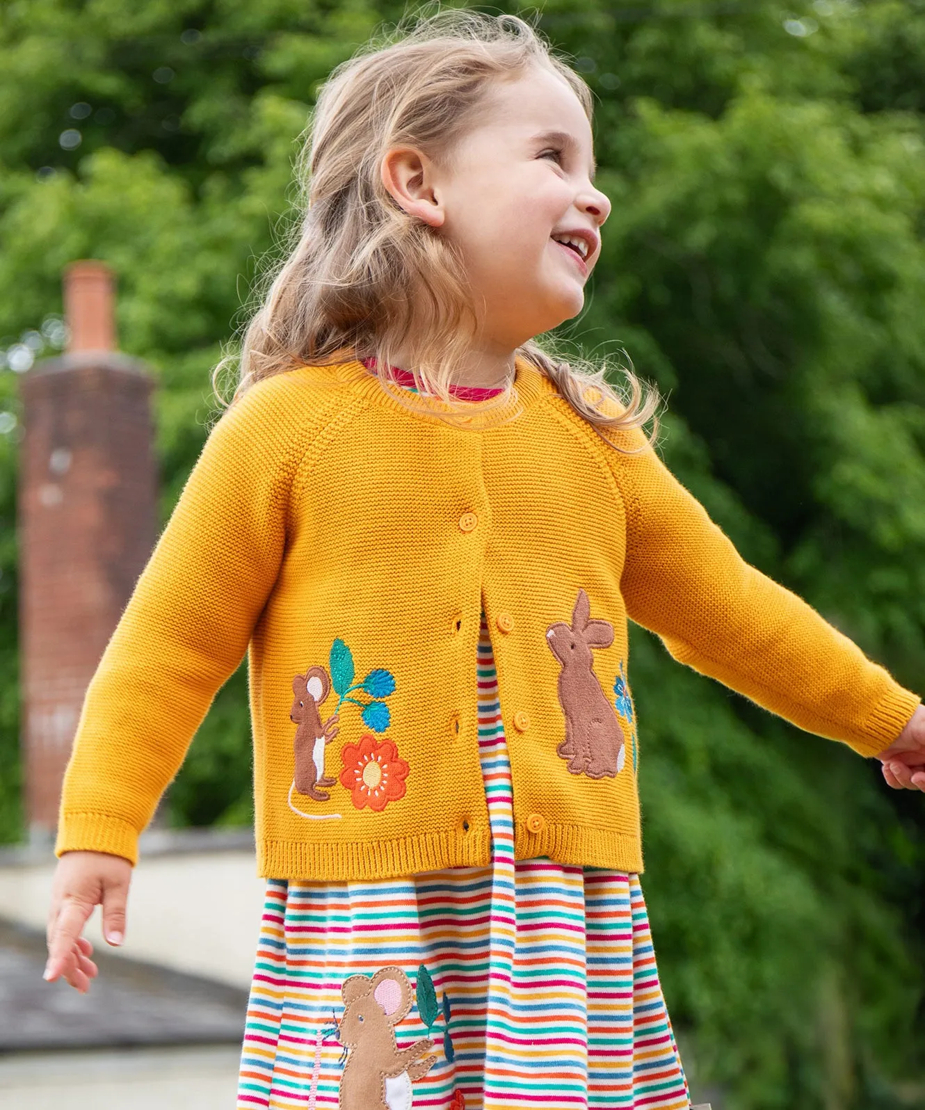 Frugi Colby Cardigan - Gold/Autumn Friends