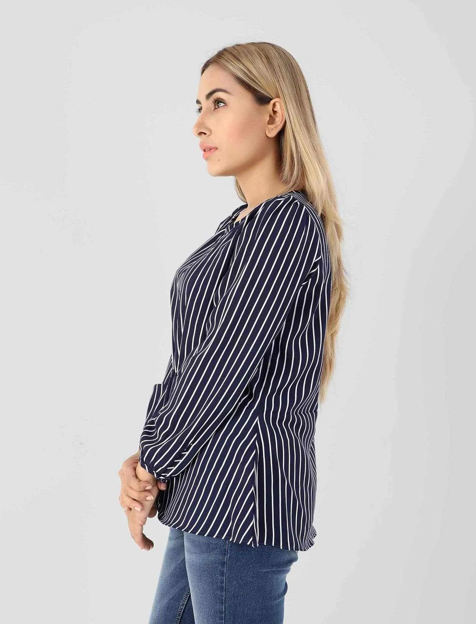 Georgette Top With Stripe