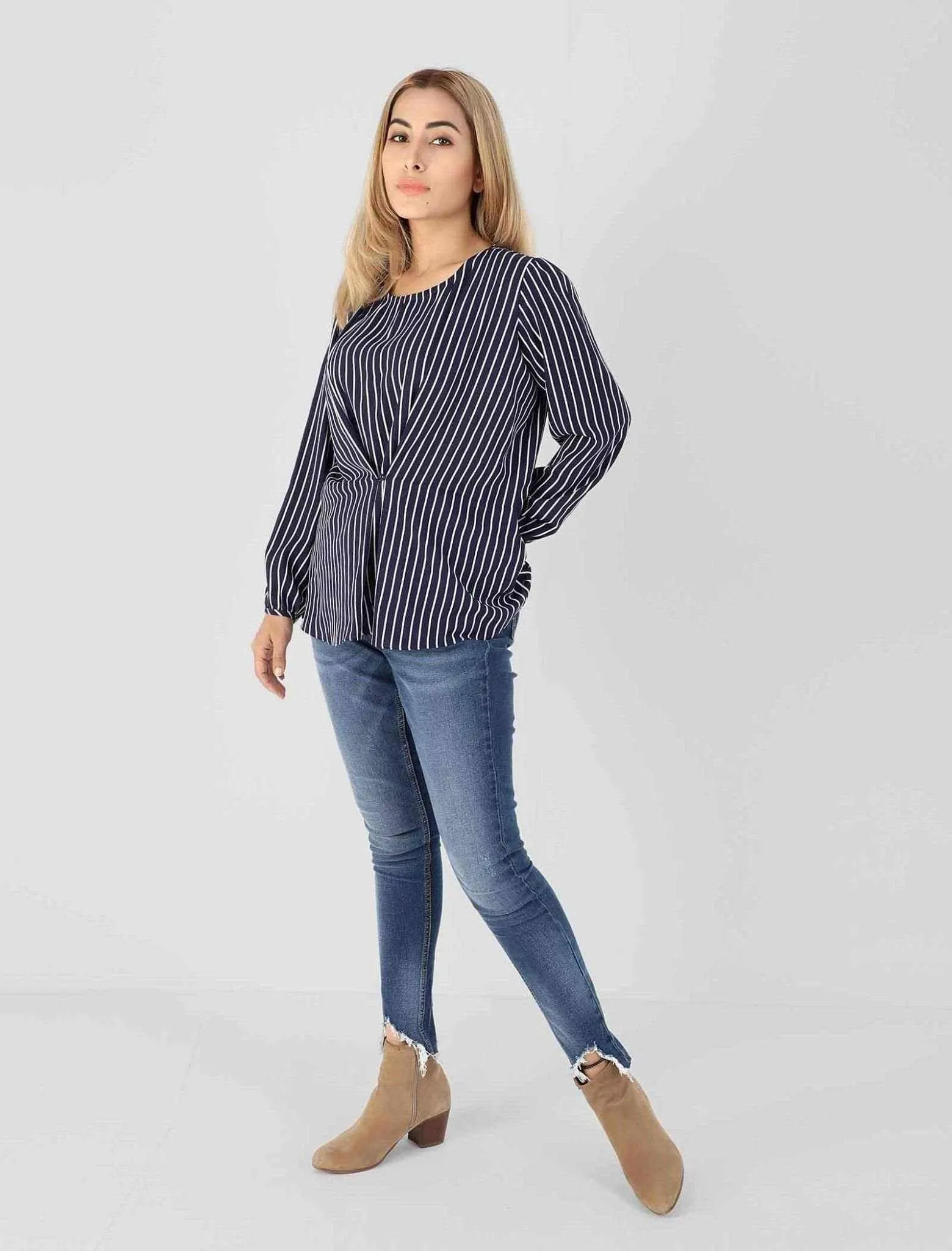 Georgette Top With Stripe