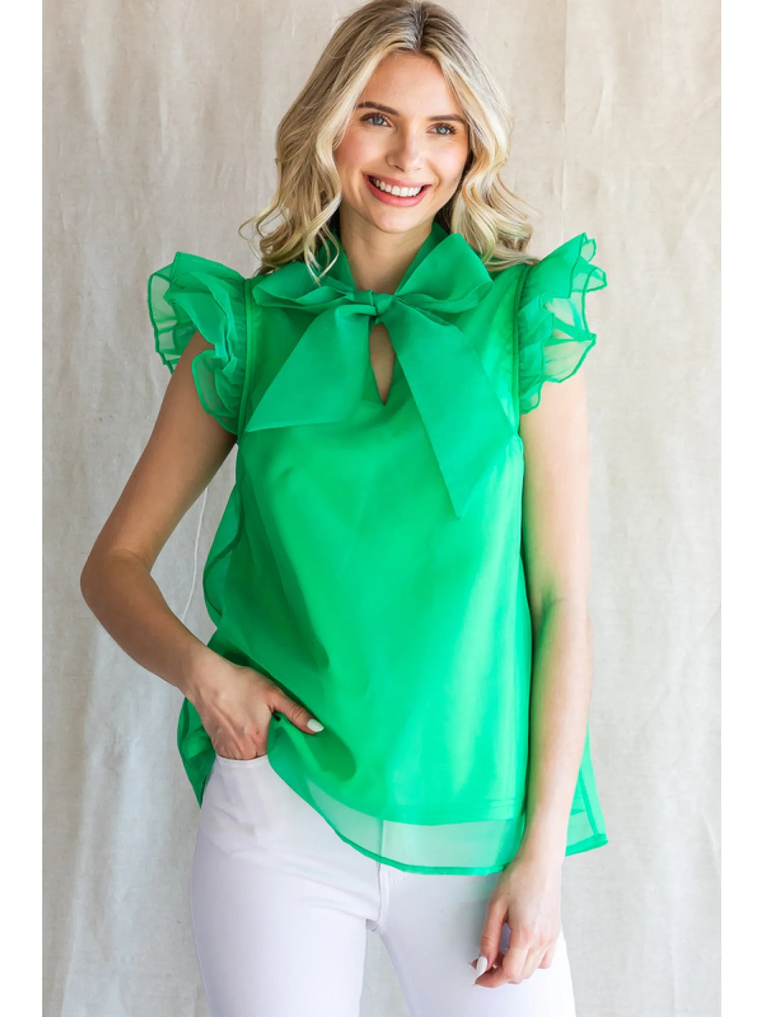 Green Wrapped & Ready Blouse