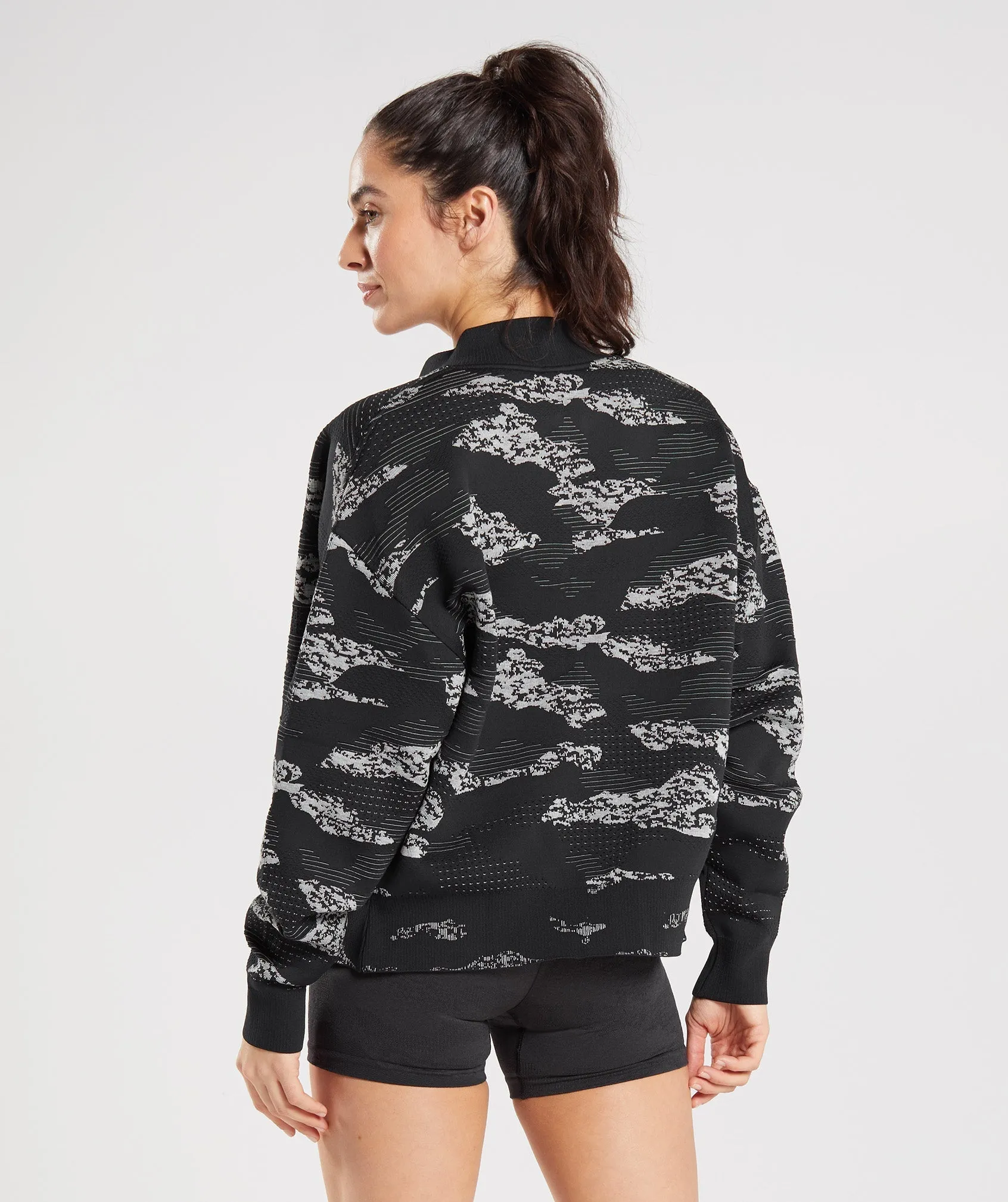 Gymshark Adapt Camo Seamless Track Jacket - Black/Light Grey