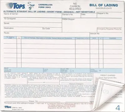 Hazardous Material Short Form 8-1/2 X 7 Four-Part Carbonless 50 Forms