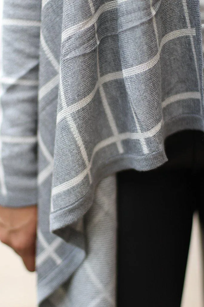 Heather Gray Plaid Cardigan