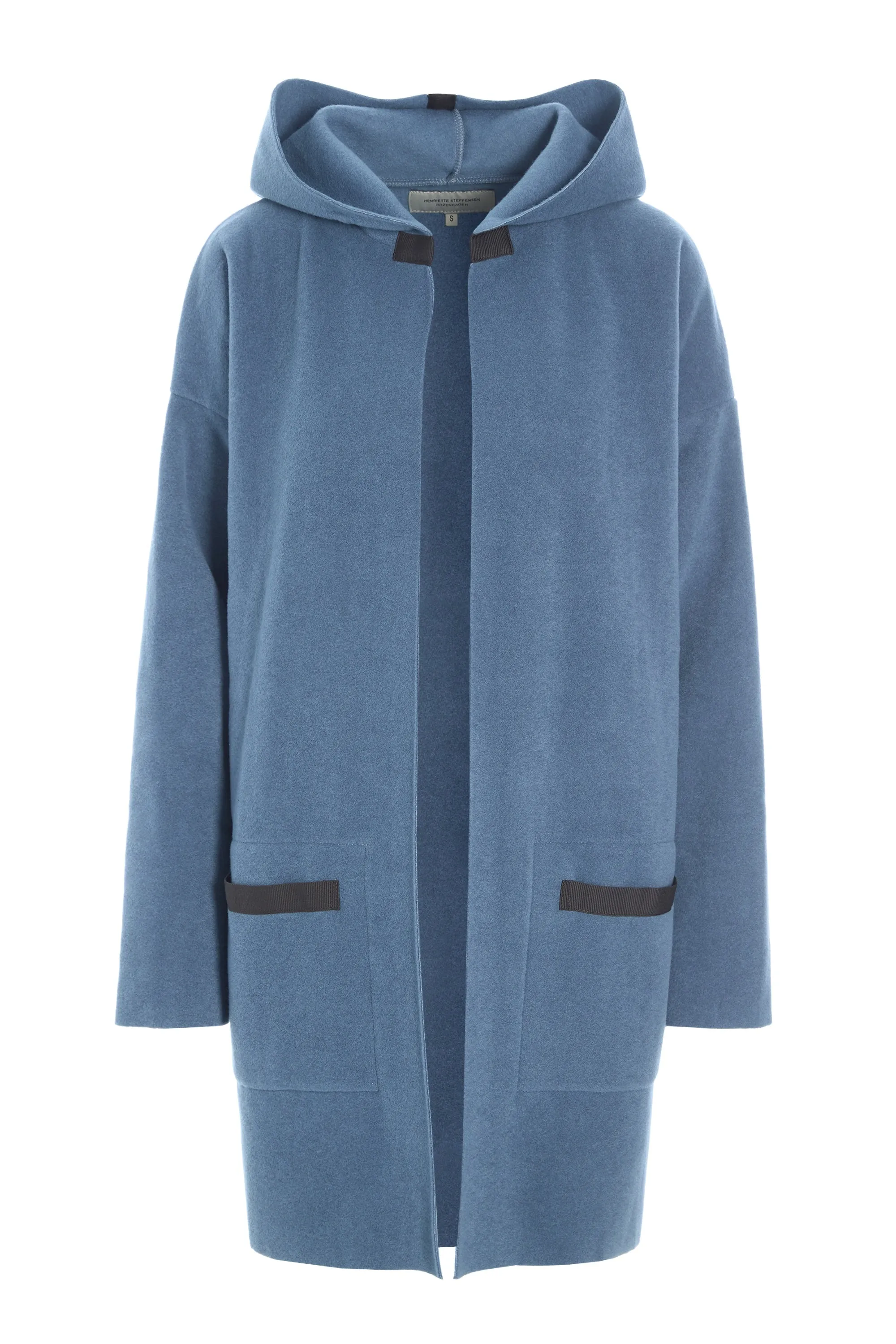 Henriette Steffensen Dusty Blue Cardigan With Hood