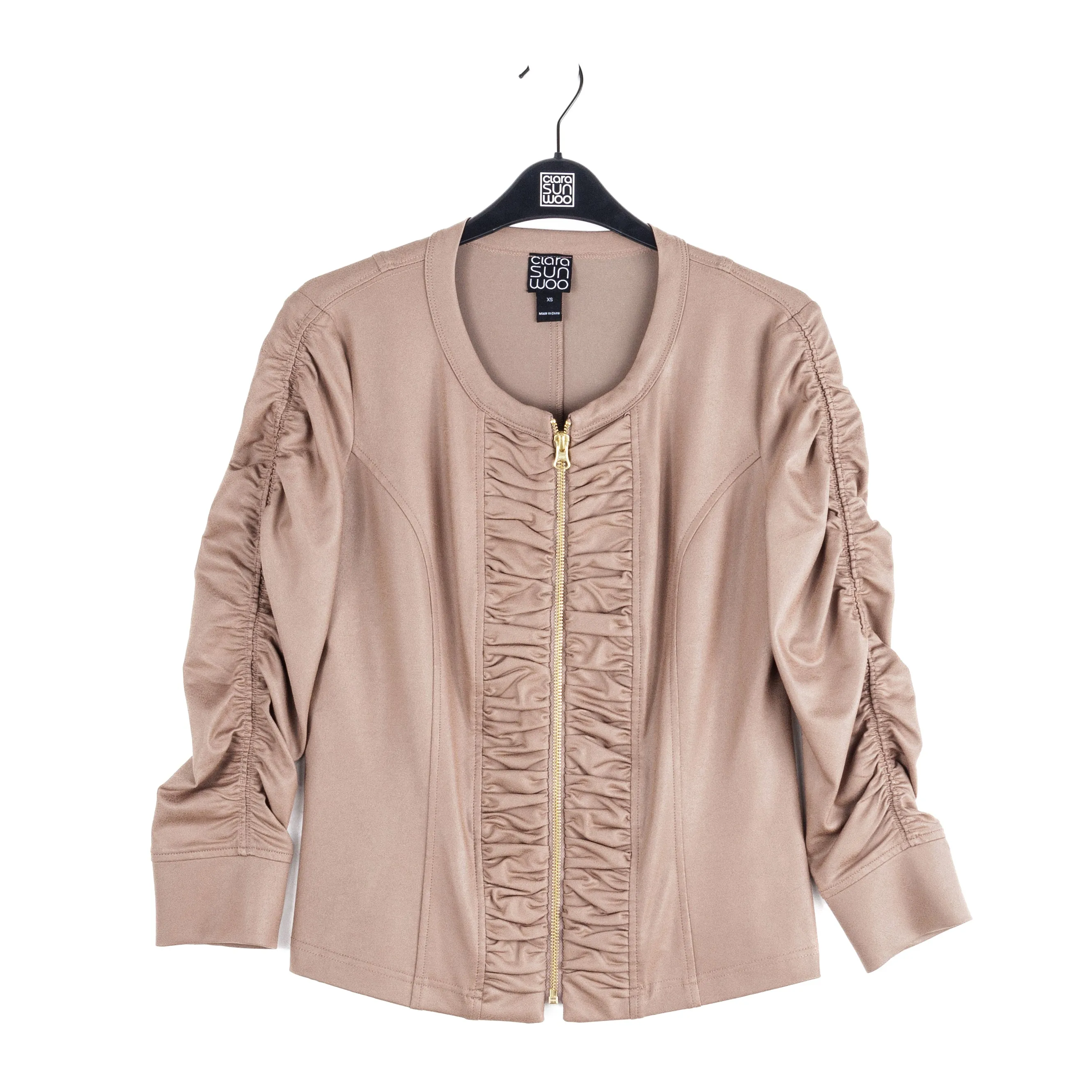 Liquid Leather™ Ruched Detail Jacket - Taupe