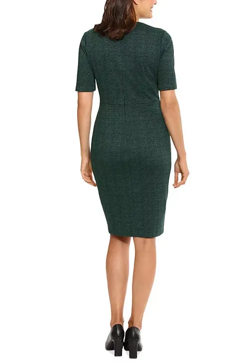 London Times Herringbone Sheath Button Skirt Dress