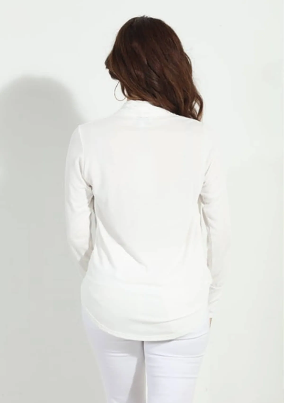 Long Sleeve Surplice Cupro Top - Ivory