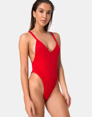 Miro Swimsuit in Red Rib