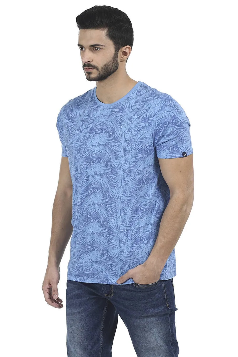 Muscle Fit Printed Crew Neck T Shirt