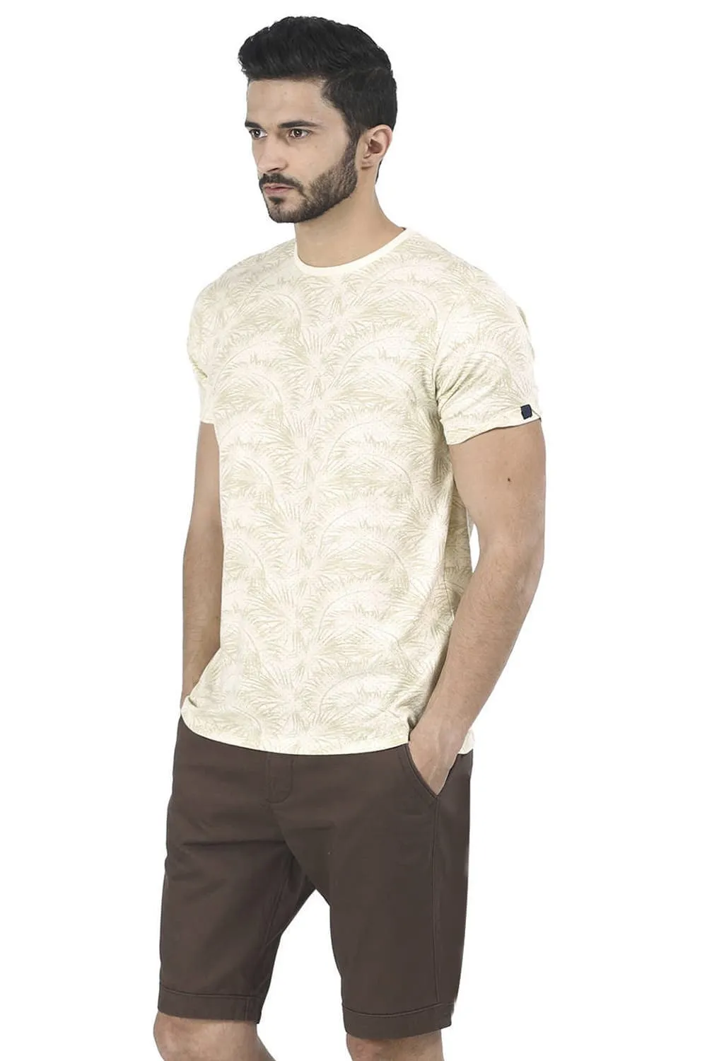 Muscle Fit Printed Crew Neck T Shirt