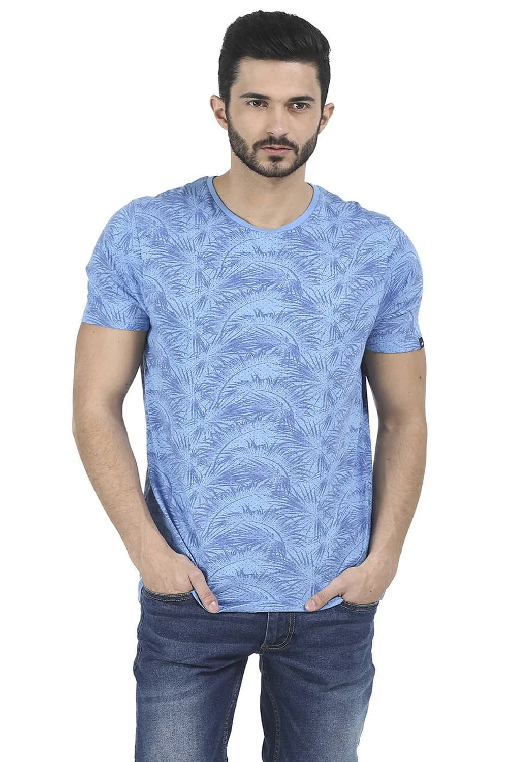 Muscle Fit Printed Crew Neck T Shirt