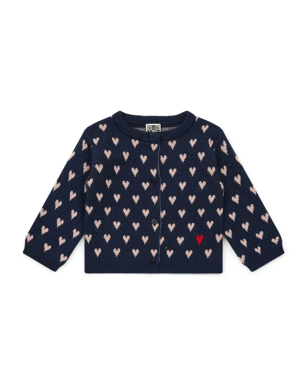 MyLove Navy Baby Hearts Double Jacquard Knit Cardigan