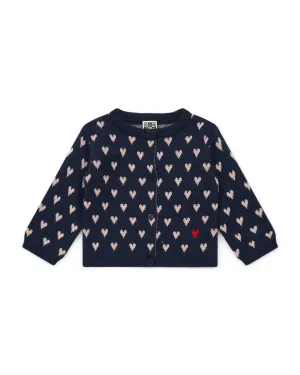 MyLove Navy Baby Hearts Double Jacquard Knit Cardigan