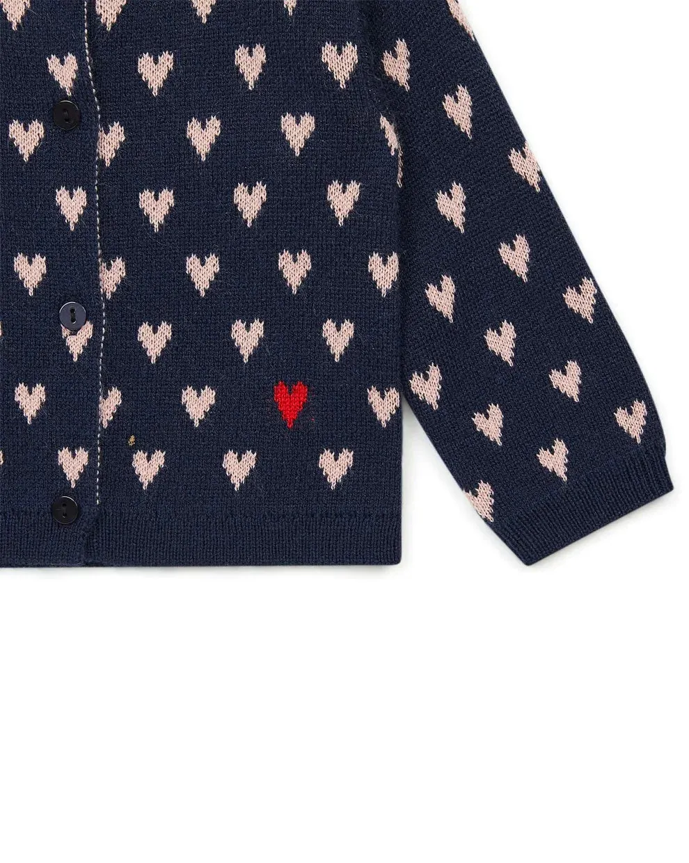 MyLove Navy Baby Hearts Double Jacquard Knit Cardigan