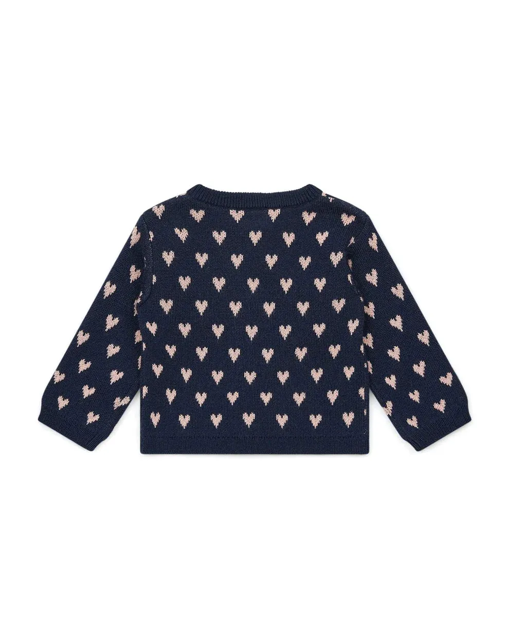 MyLove Navy Baby Hearts Double Jacquard Knit Cardigan